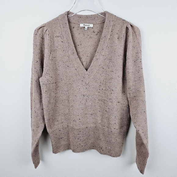 Madewell Sweaters - Madewell AF522 Blush Pink Wool Blend V-Neck Sweater, size Small